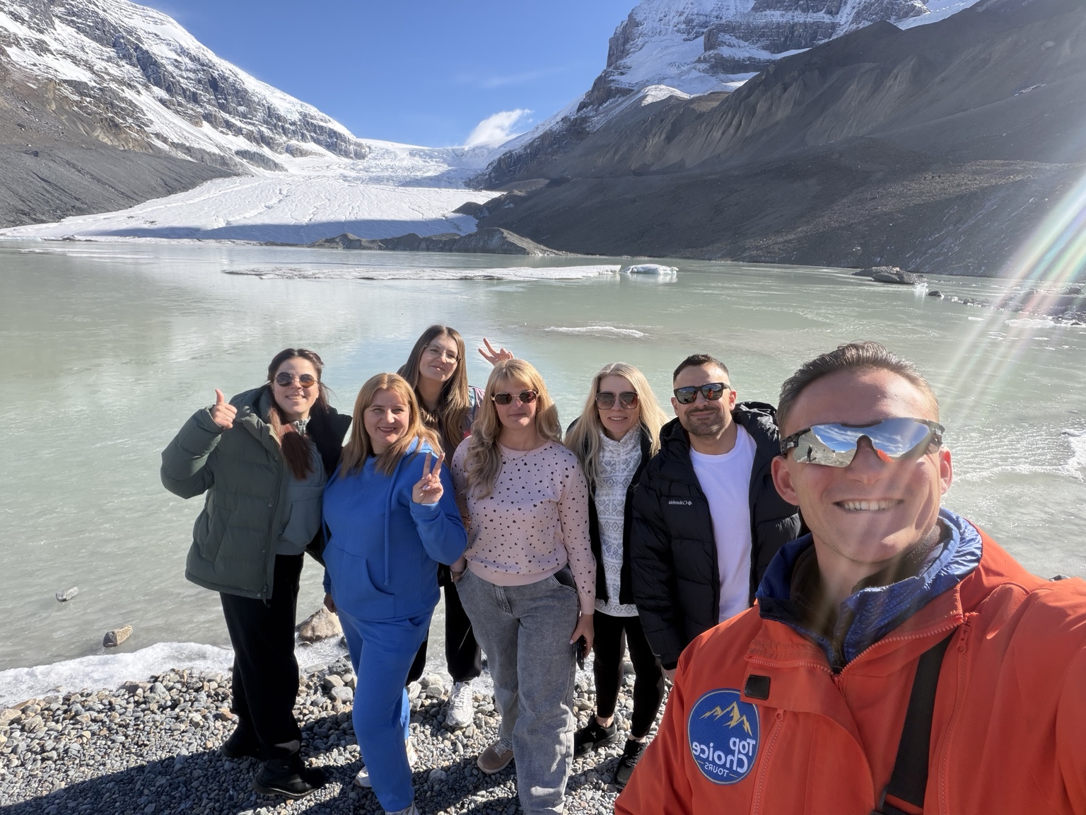 Top Choice Tours group at Athabasca Glacier